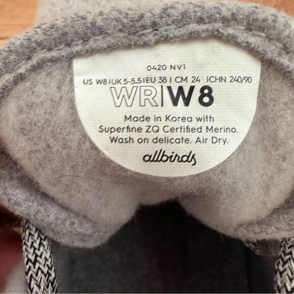 All Birds Women's Light Grey / Blue Wool Runners Size 8 - Picture 8 of 8